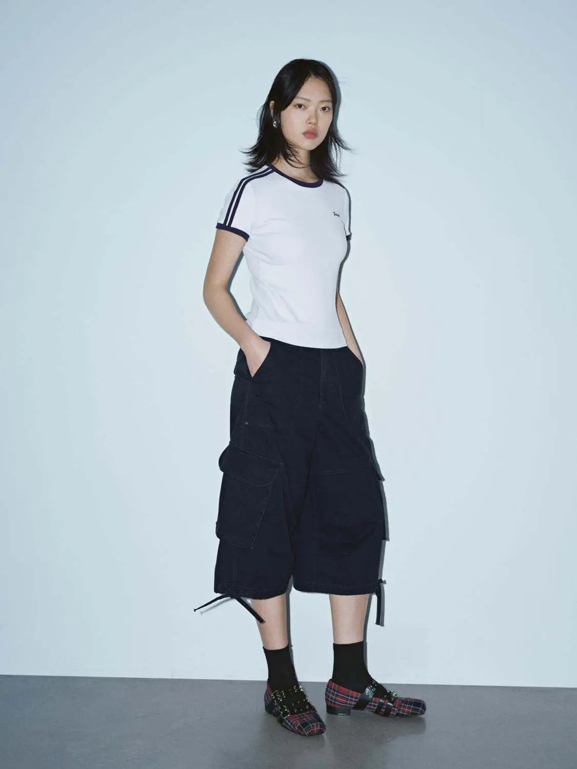 Multi Pocket Drawstring Hem Wide Leg Cargo Culottes
