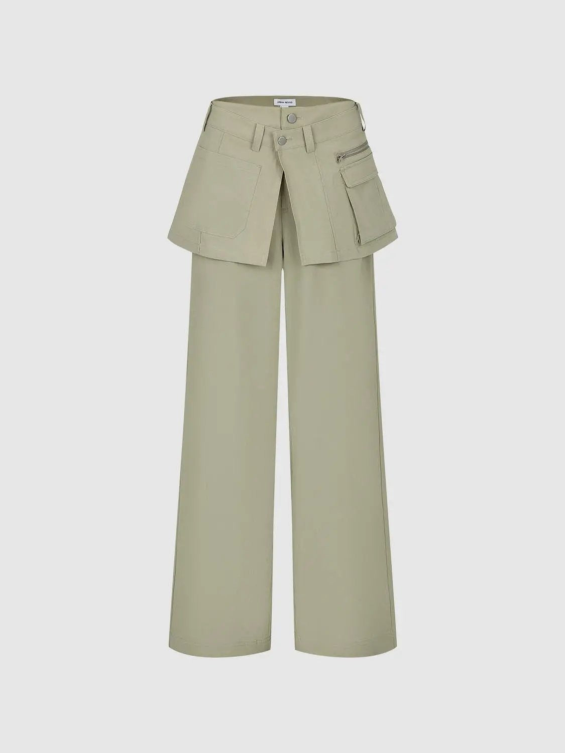 Layered Cotton High-waisted Wide-leg Pants