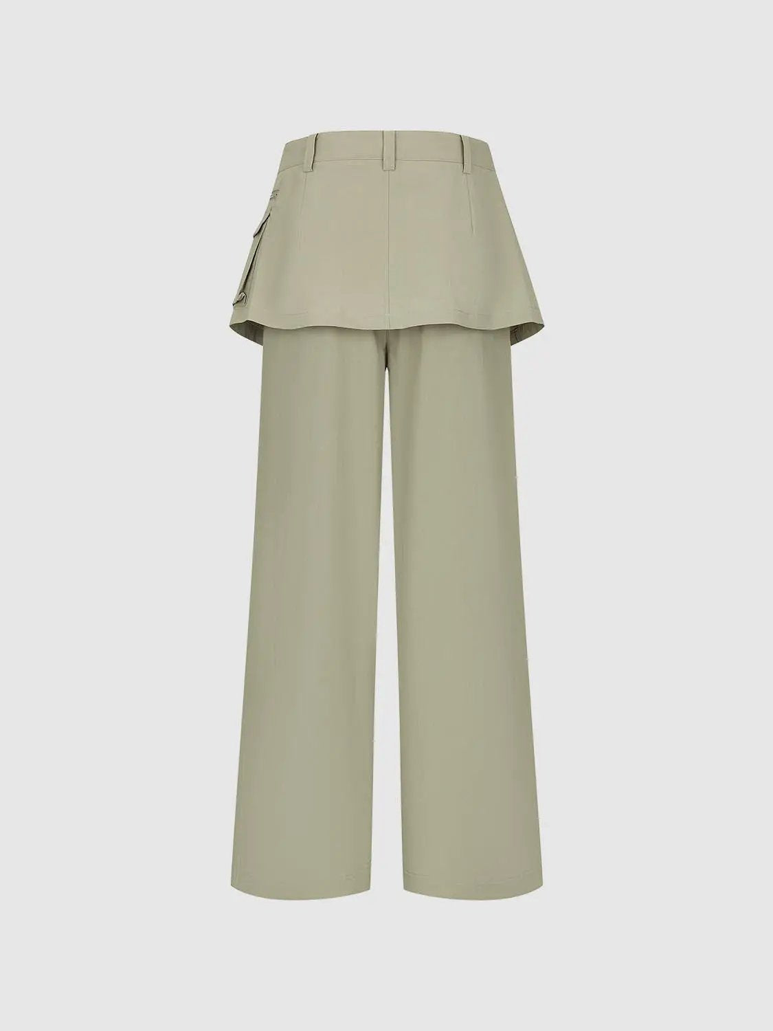 Layered Cotton High-waisted Wide-leg Pants