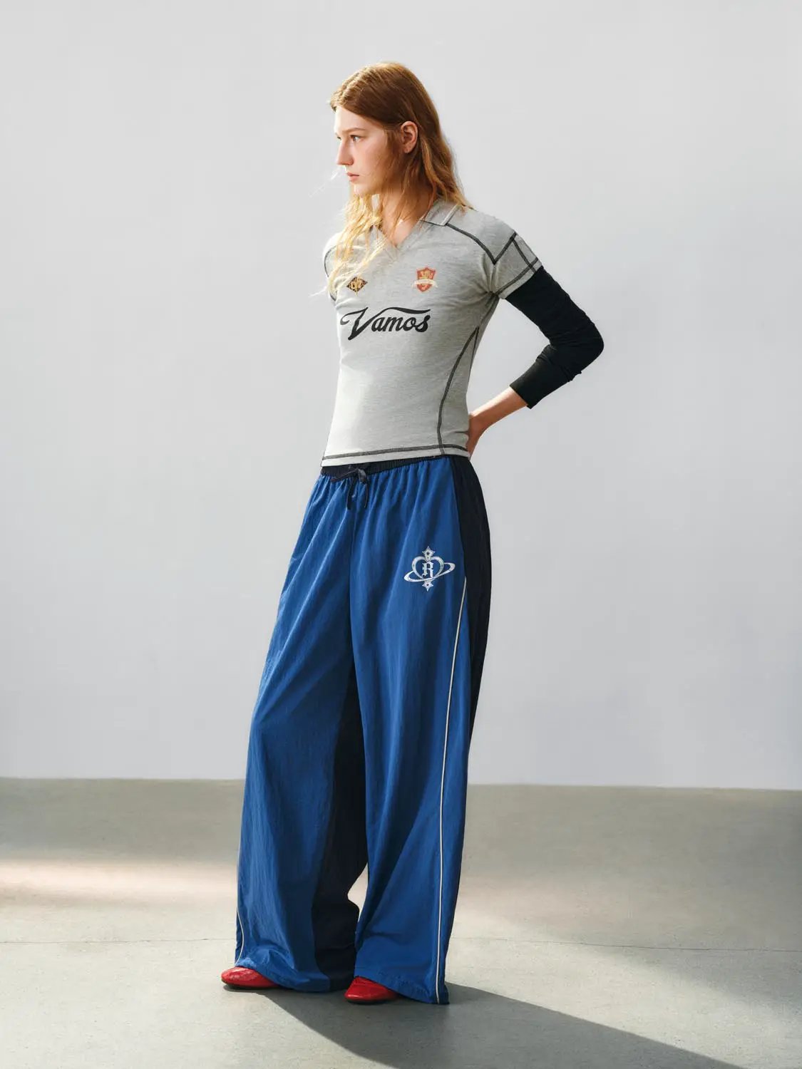Logo Print Elastic Waist Straight-Leg Pants