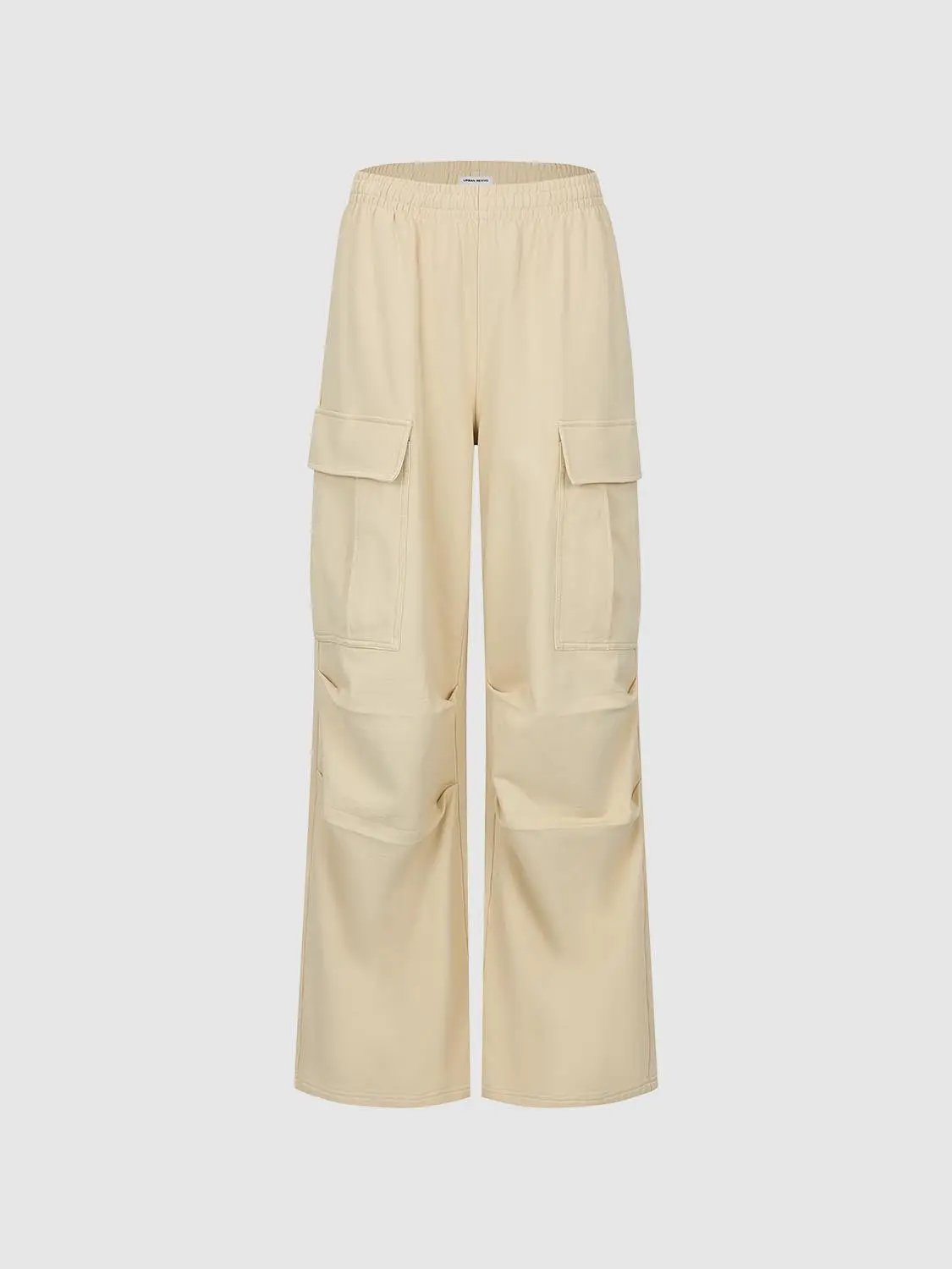 Elastic Waist Straight-Leg Cotton Cargo Pants