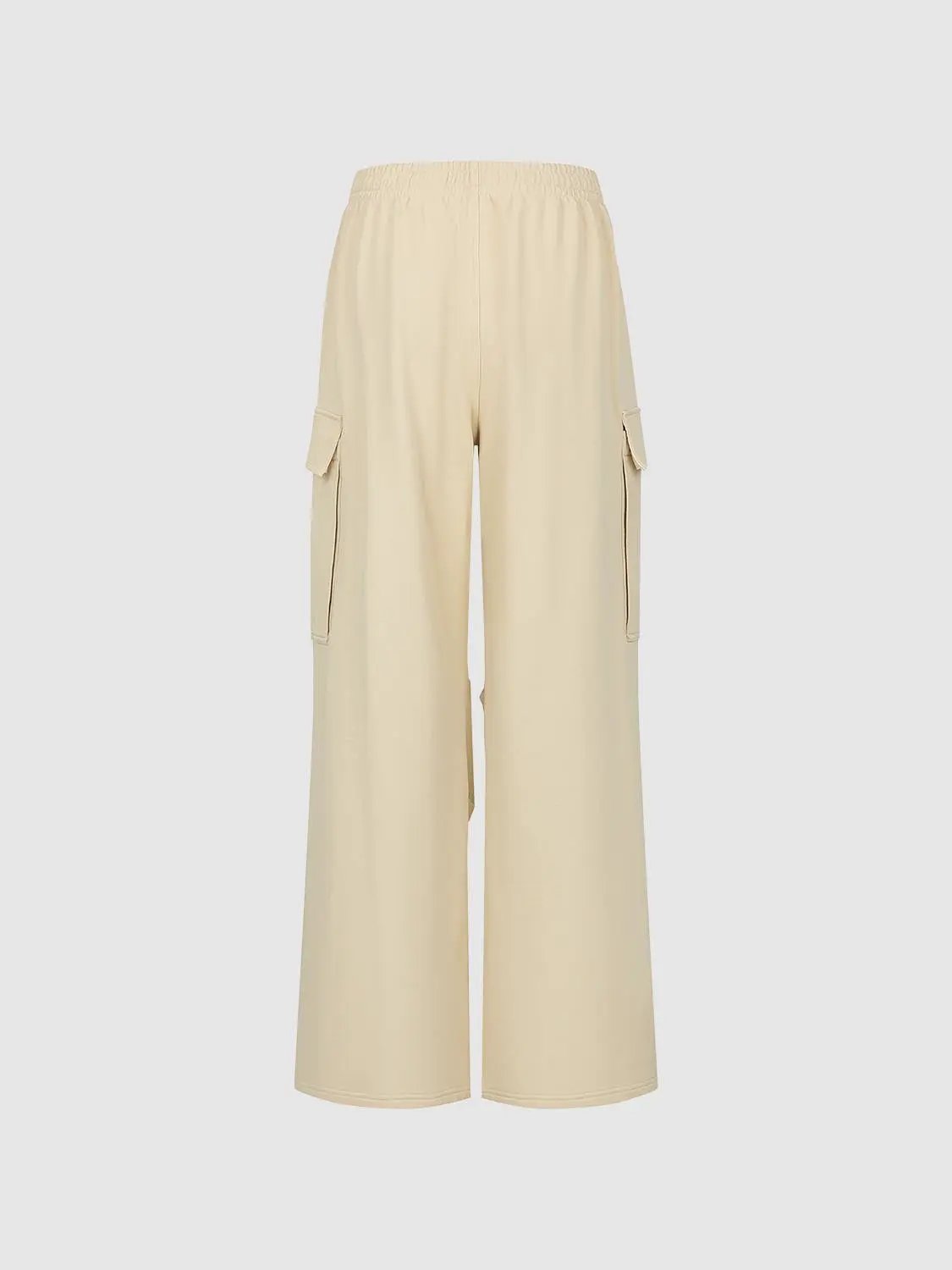 Elastic Waist Straight-Leg Cotton Cargo Pants
