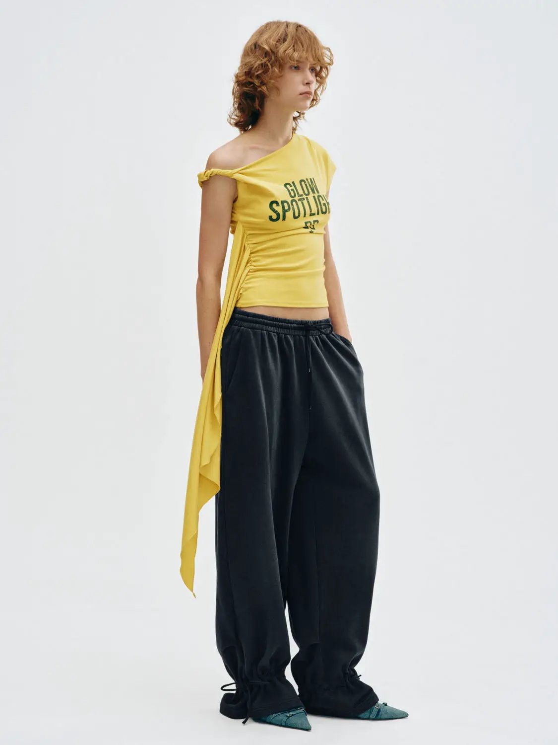 Drawstring Waist Straight-Leg Cotton Pants