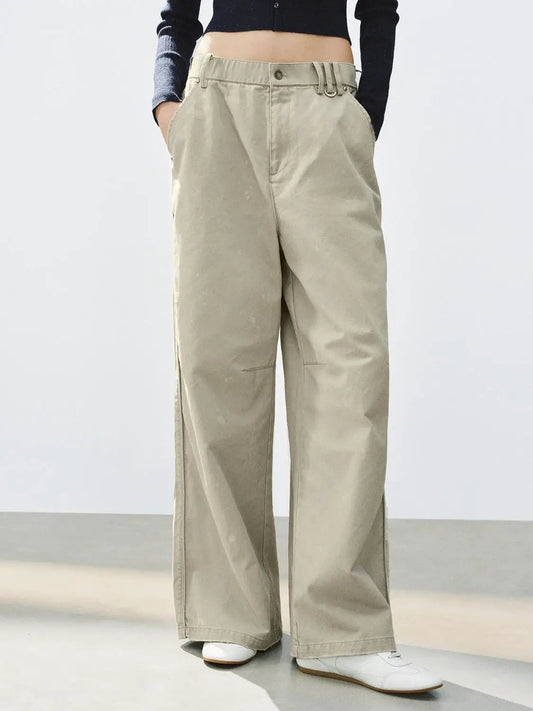 Mid-rise Wide-leg Cotton Tailored Pants
