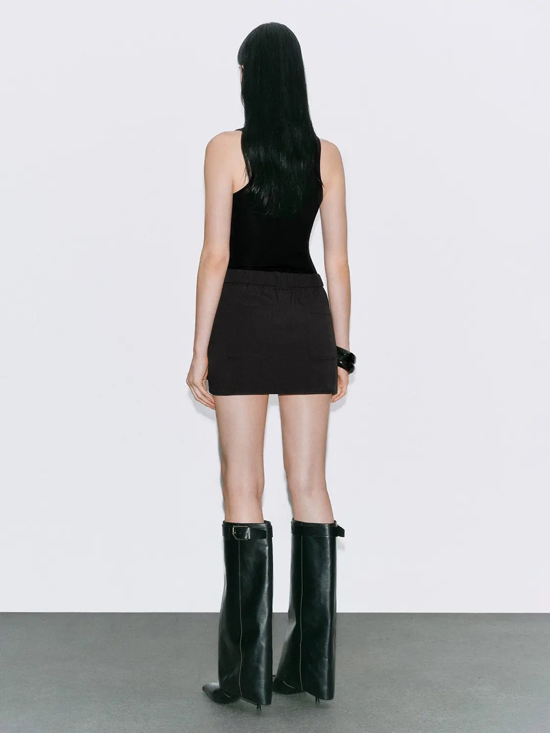 Round Neck Wide Strap Fitted Cotton Knit Tank Top