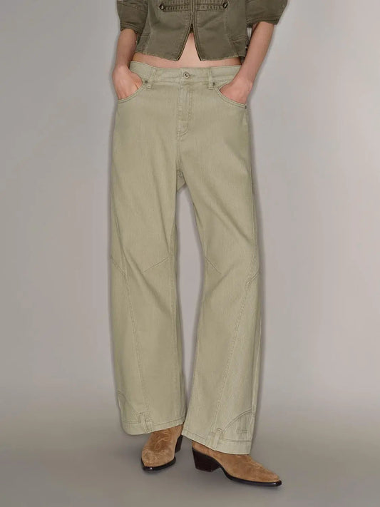 Panelled Relaxed Fit Cotton Wide-leg Pants