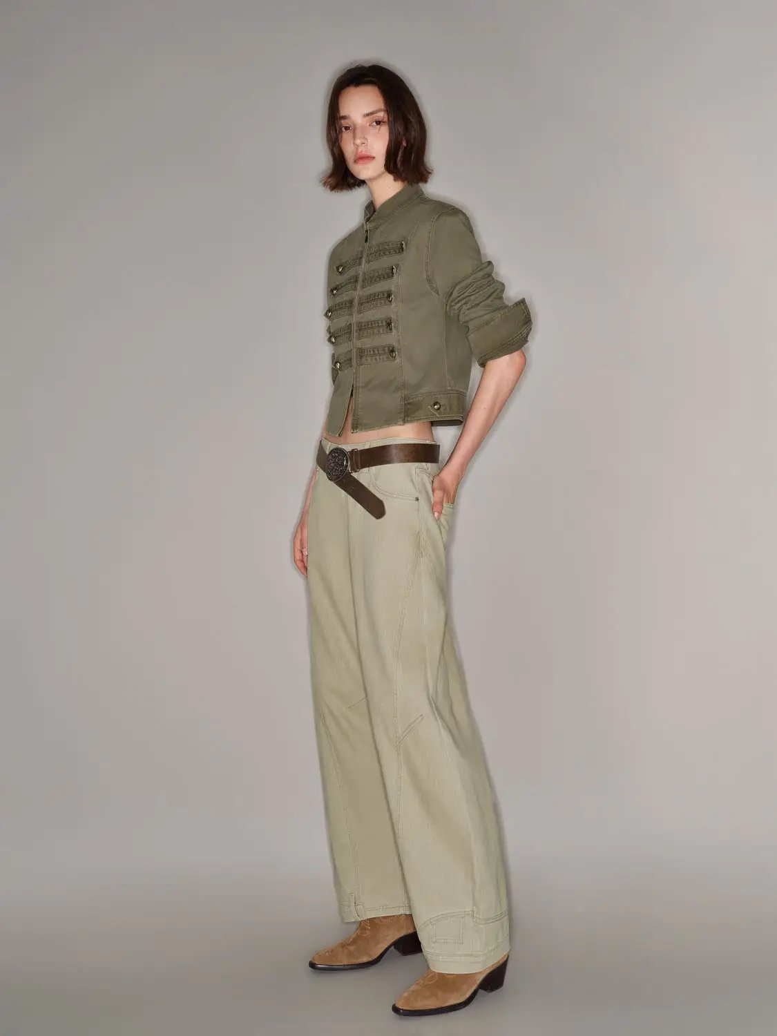 Panelled Relaxed Fit Cotton Wide-leg Pants