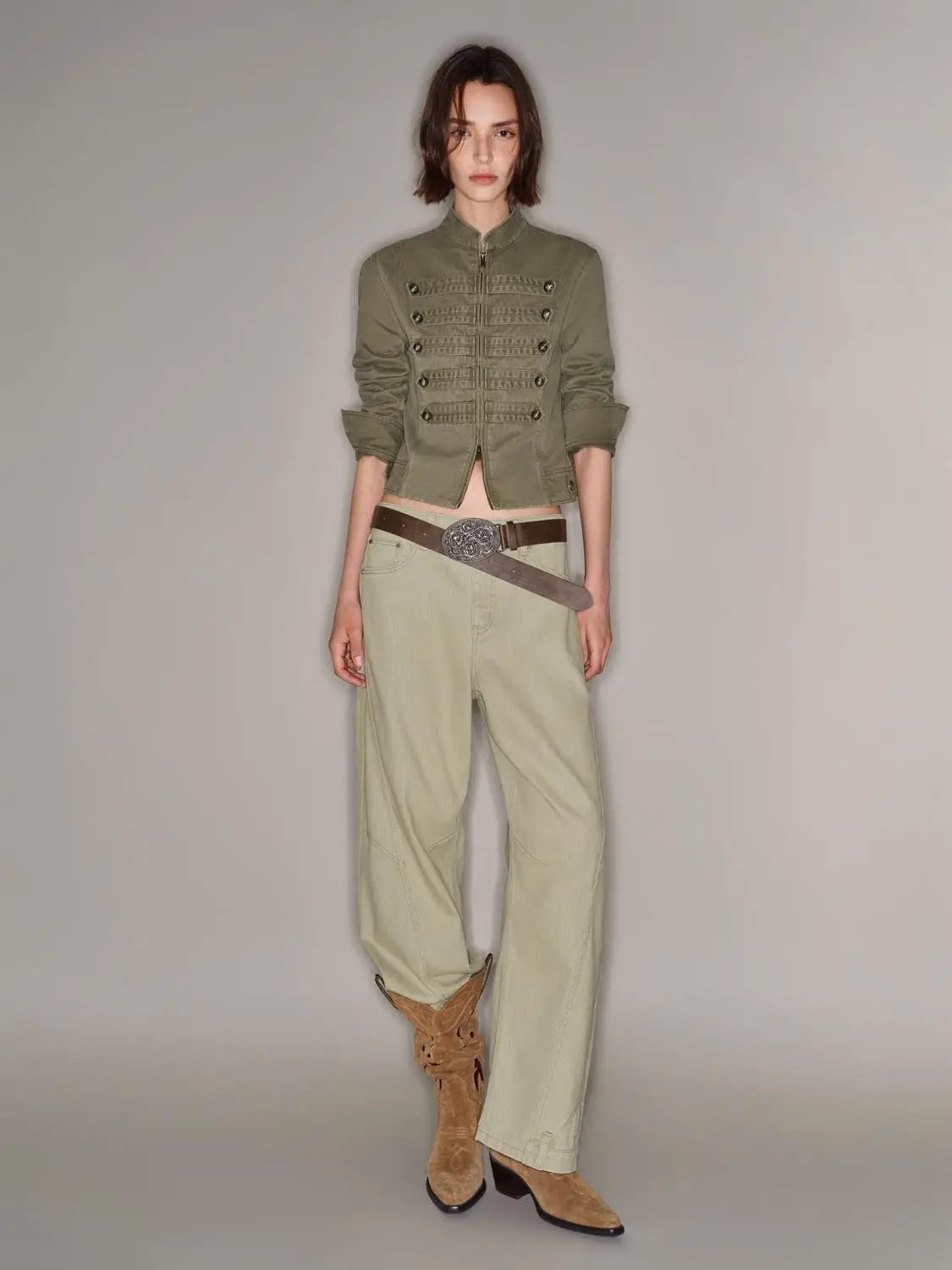 Panelled Relaxed Fit Cotton Wide-leg Pants