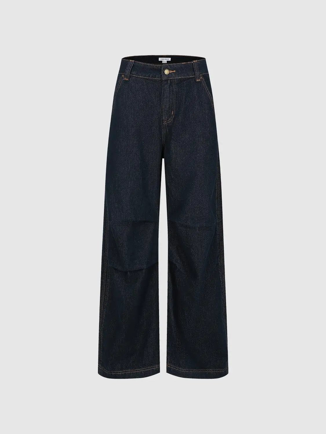 Medium Thickness Paneled Wide-leg Cotton Jeans