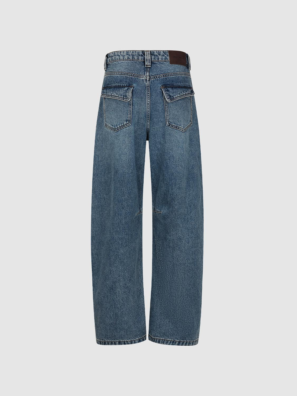 Washed Wide-leg High-waisted Cotton Jeans