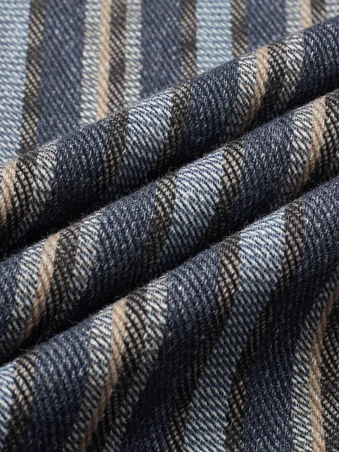 Medium Weight Striped Cotton Wide-leg Pants