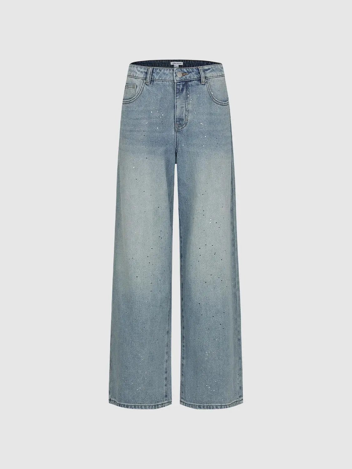 Light Wash High-waisted Wide-leg Cotton Jeans