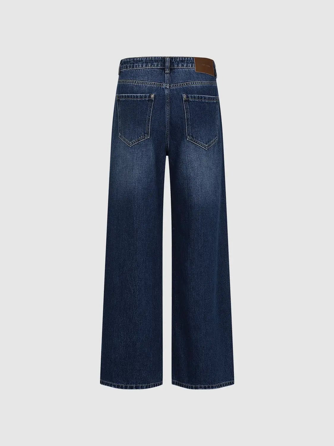 Speckled Wash Wide-leg Denim Jeans