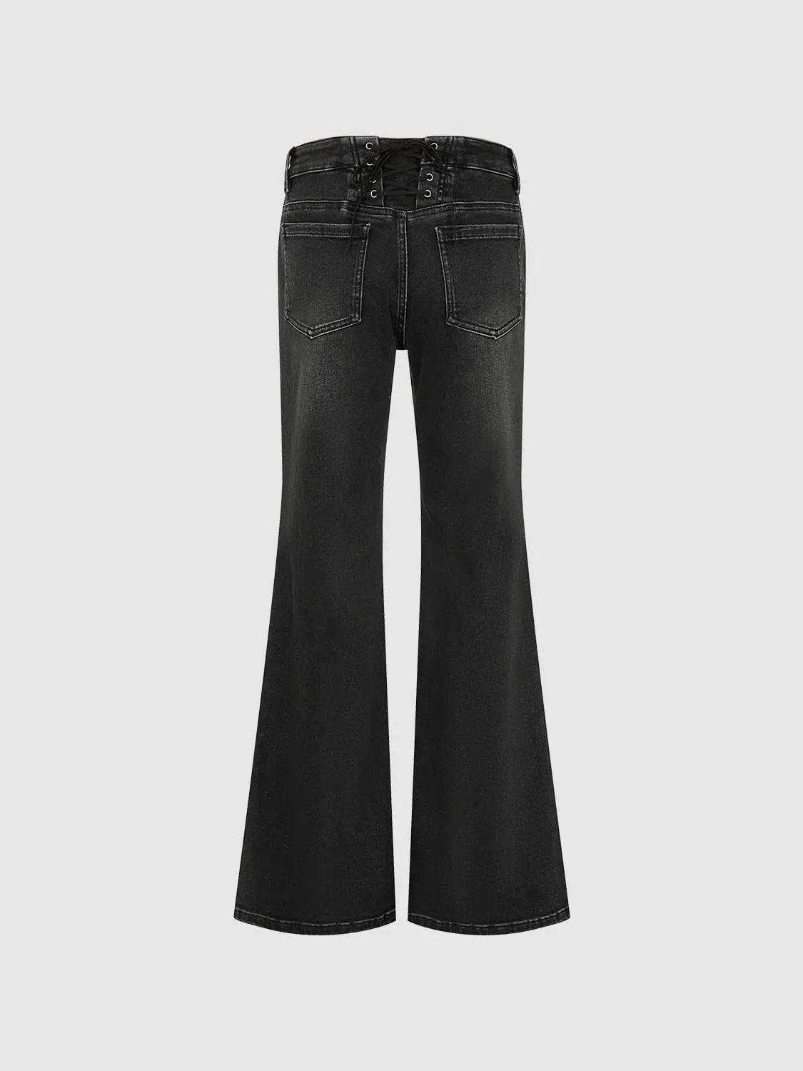 Mid-rise Flared Washed Stretch Cotton Blend Jeans