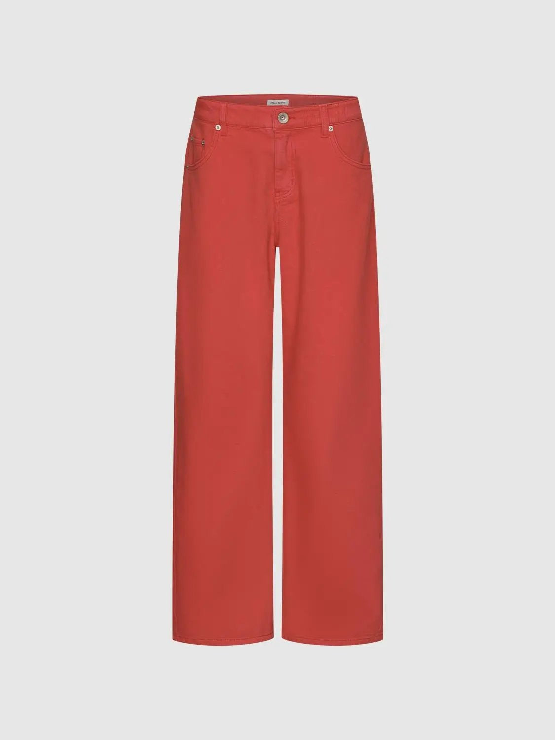Solid Wide-leg High-waisted Cotton Blend Pants