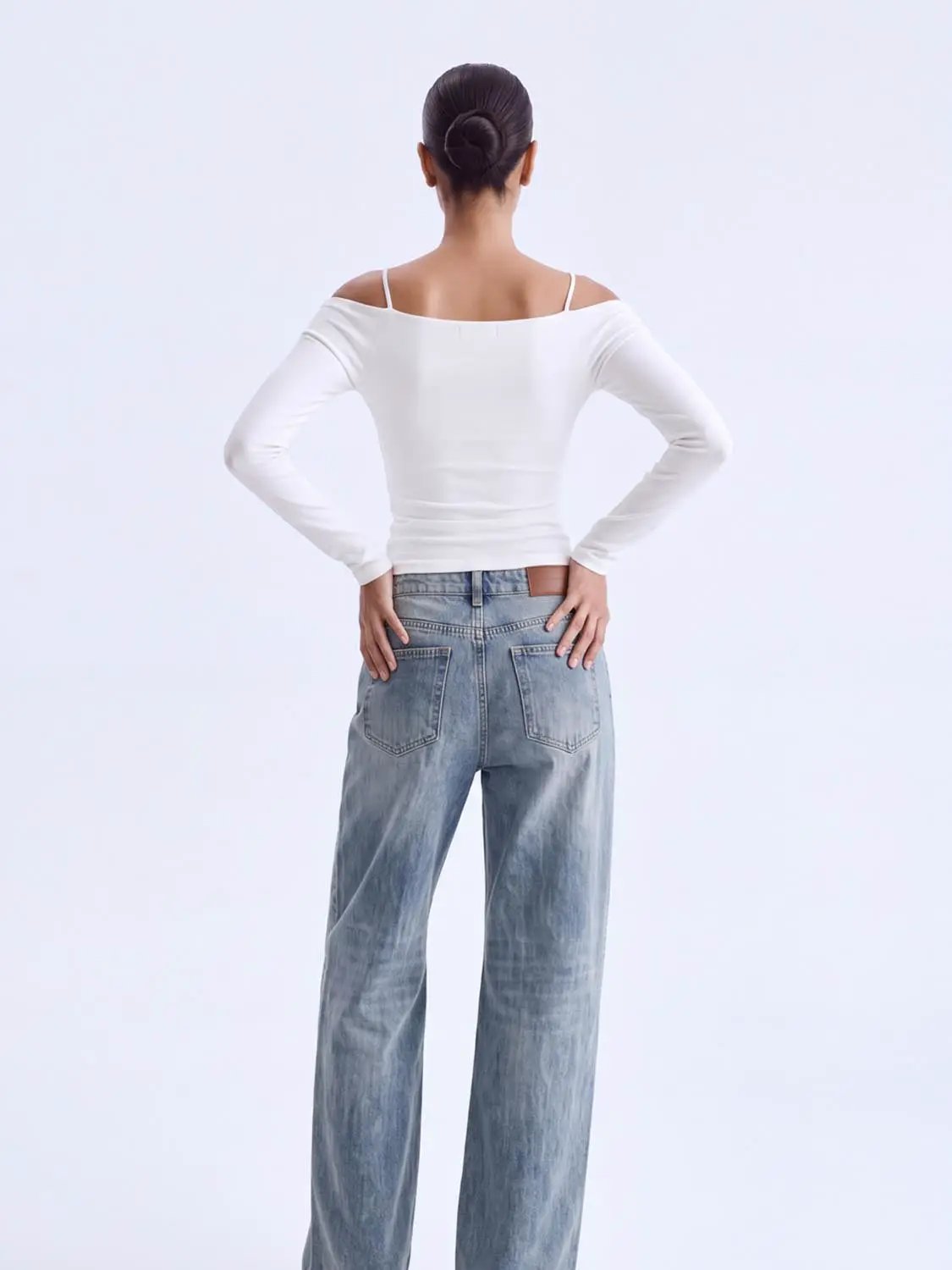 Faded Mid-rise Wide-leg Cotton Jeans