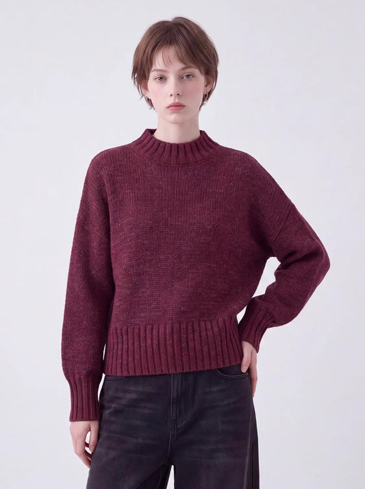 High Neck Long Sleeve Knitted T-Shirts