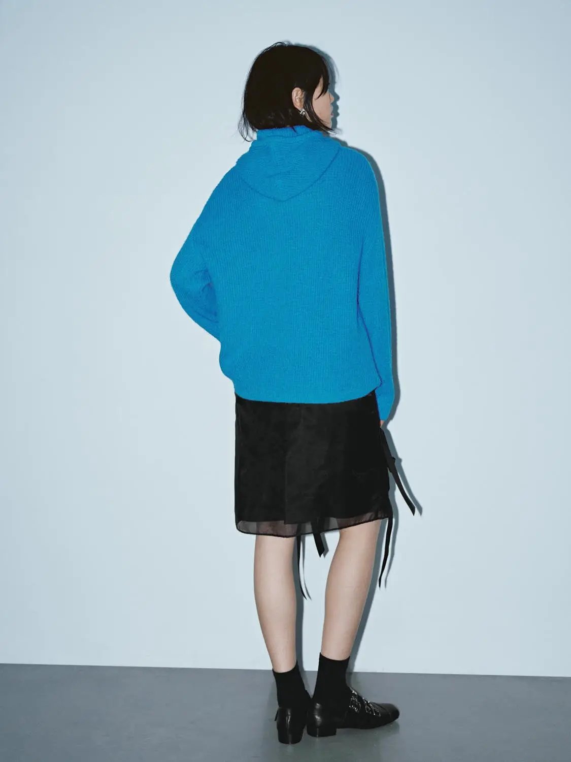 Boxy Textured Knit Crew Neck Long Sleeve Sweater