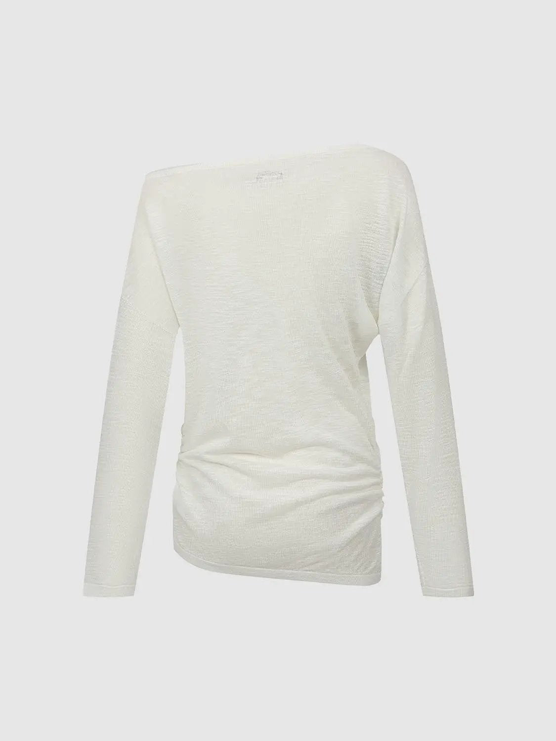 Thin Text Print Long Sleeve Boat Neck Knit T-shirt