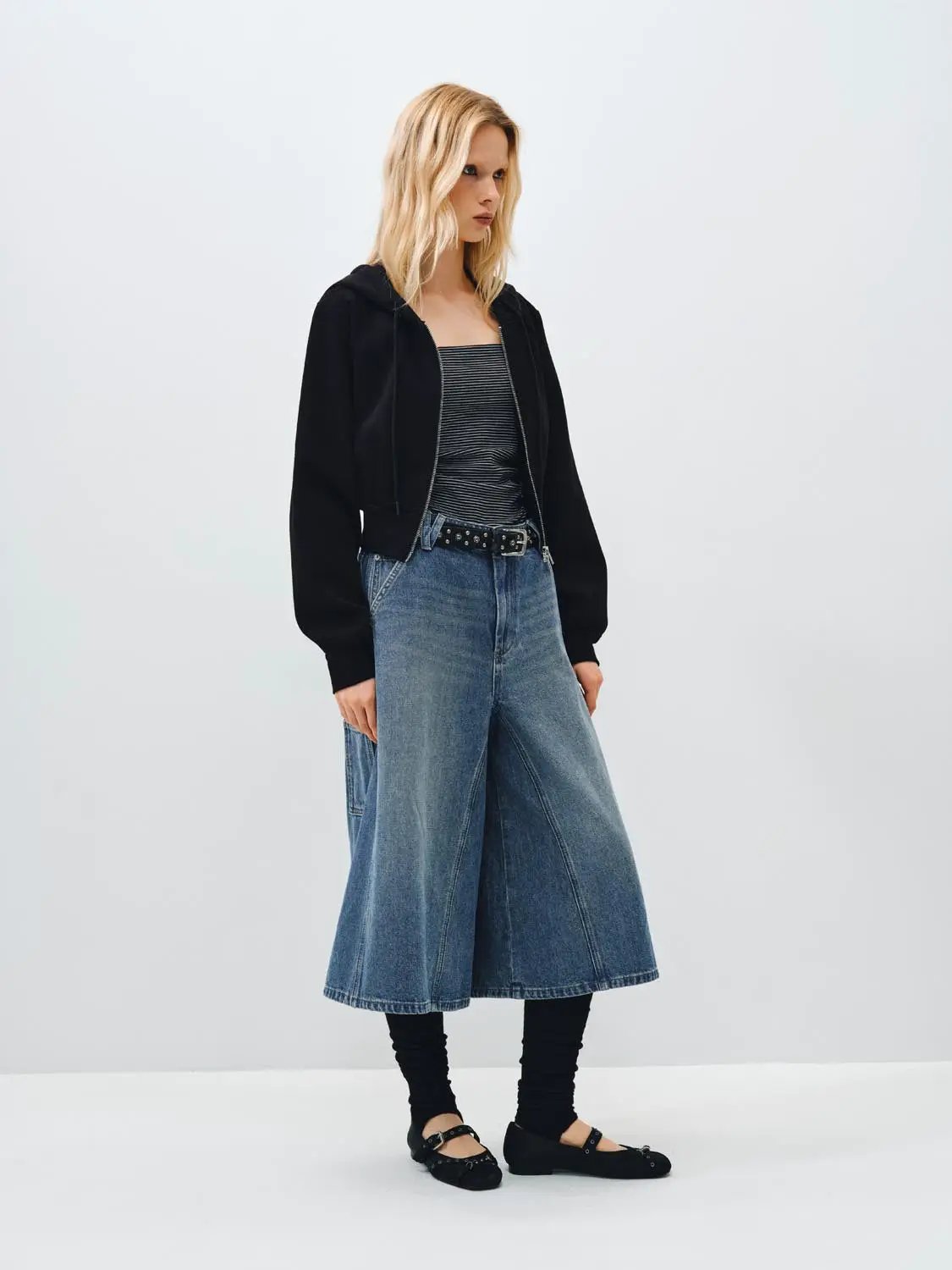 Relaxed Fit Hooded Cotton Zip Front Jacket