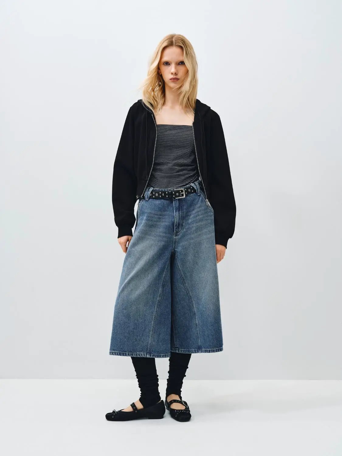 Relaxed Fit Hooded Cotton Zip Front Jacket