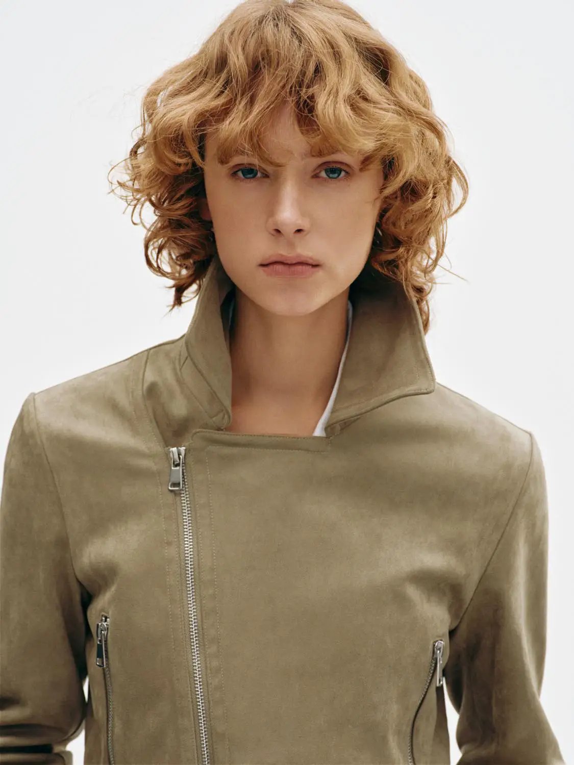 Long Sleeve Cropped Asymmetric Zippered Biker Jacket