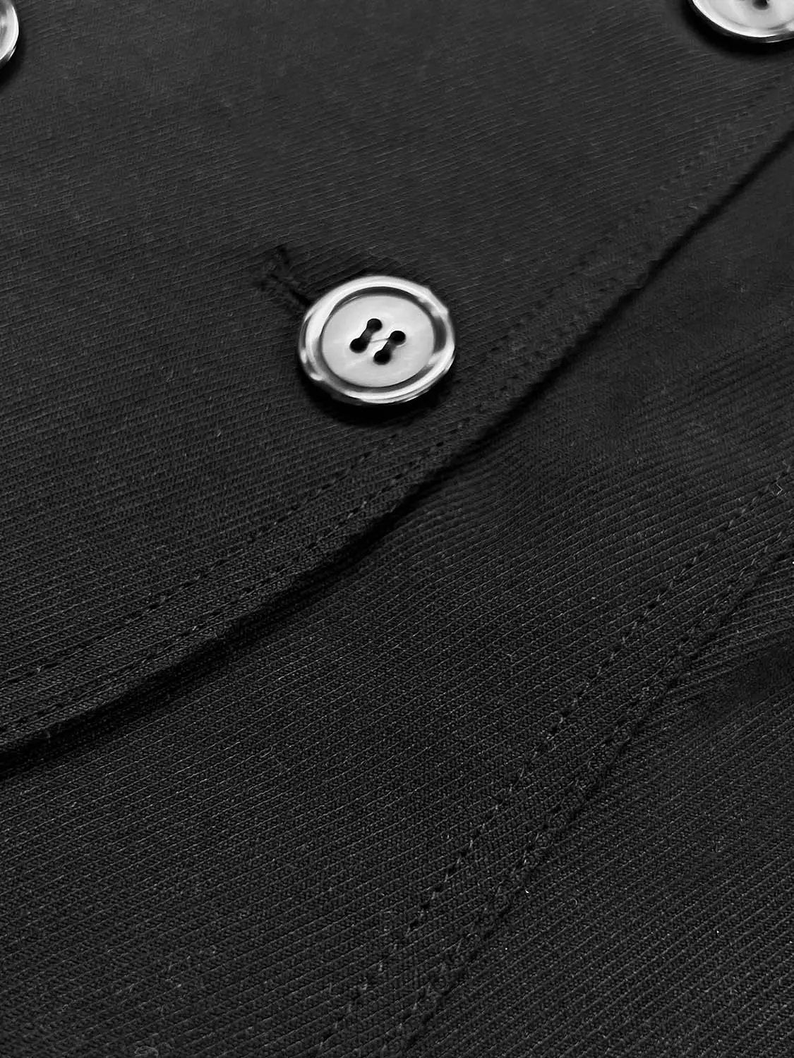 Cropped Double-breasted Short Sleeve Cotton Blend Jacket