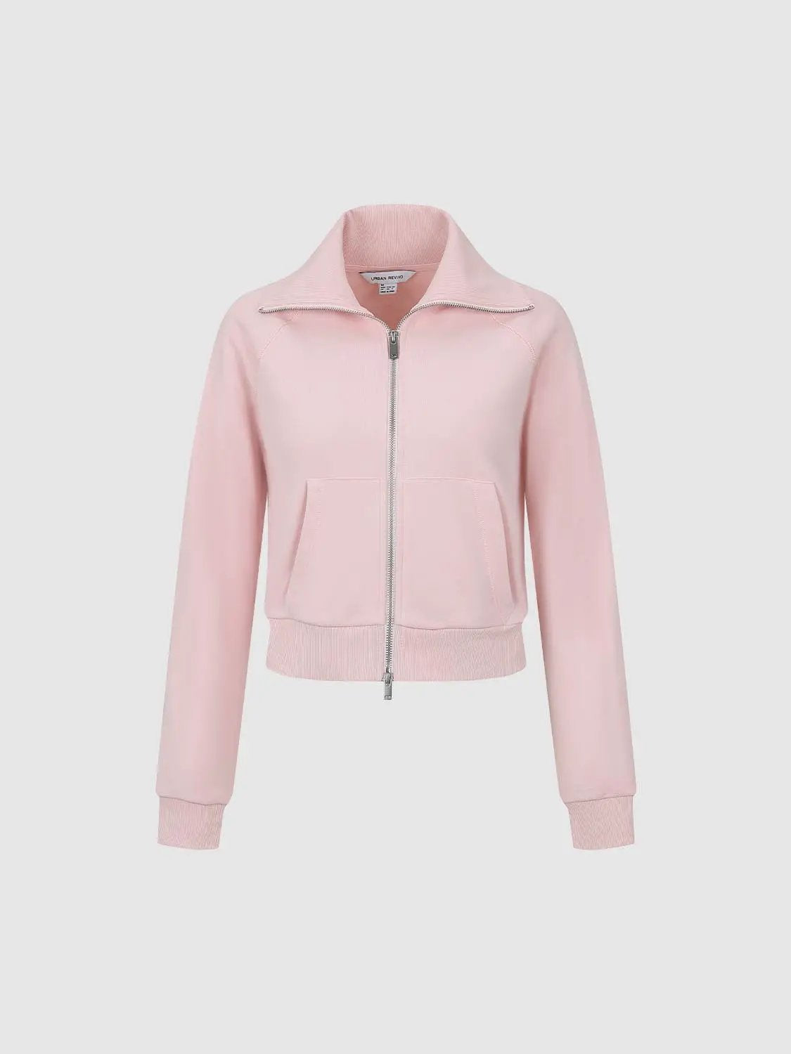 Zip Front Long Sleeve Cotton Blend Sweatshirt Jacket