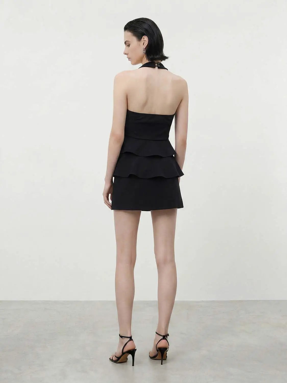 Peplum Zipper Front Fit Versatile Halter Sleeveless Shirt