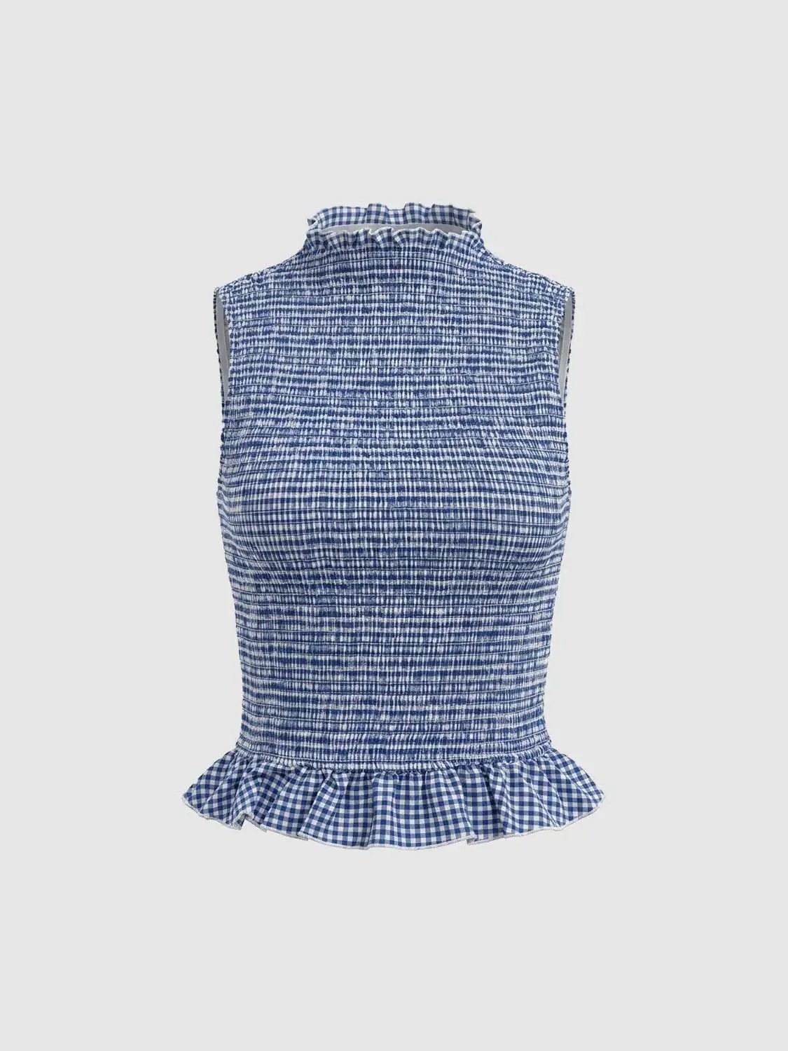 Textured Peplum Sleeveless Overhead Shirt