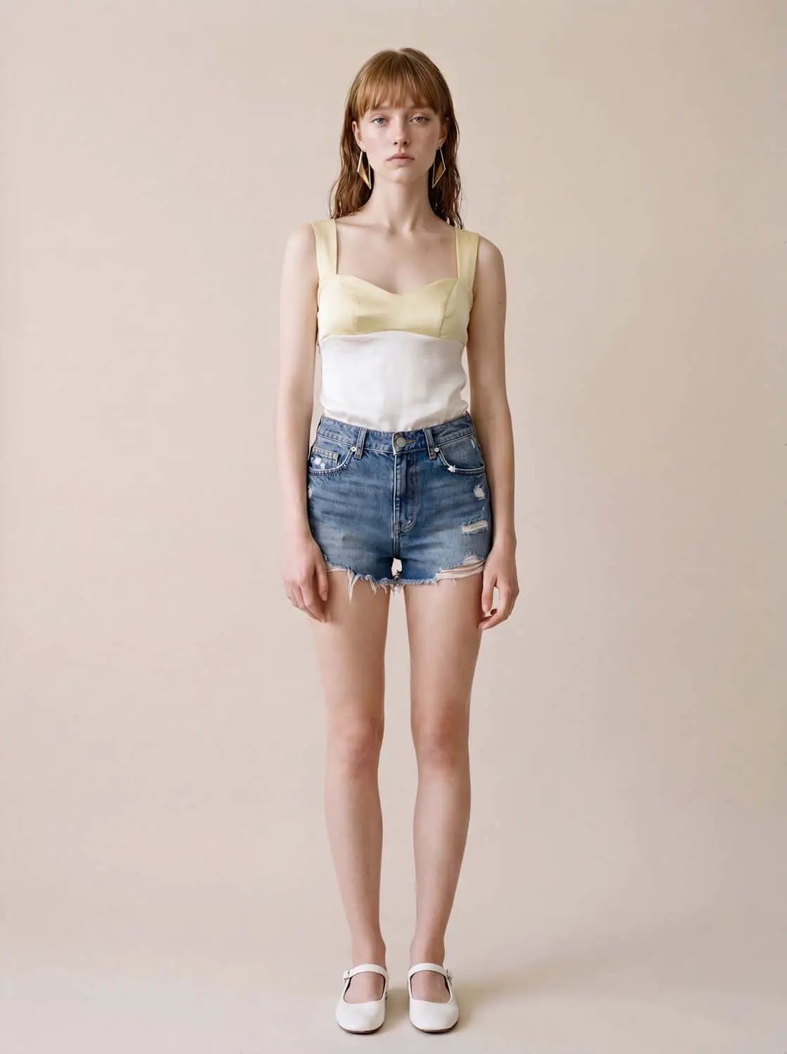 Color Block Square Neck Tie Back Cropped Cami Top
