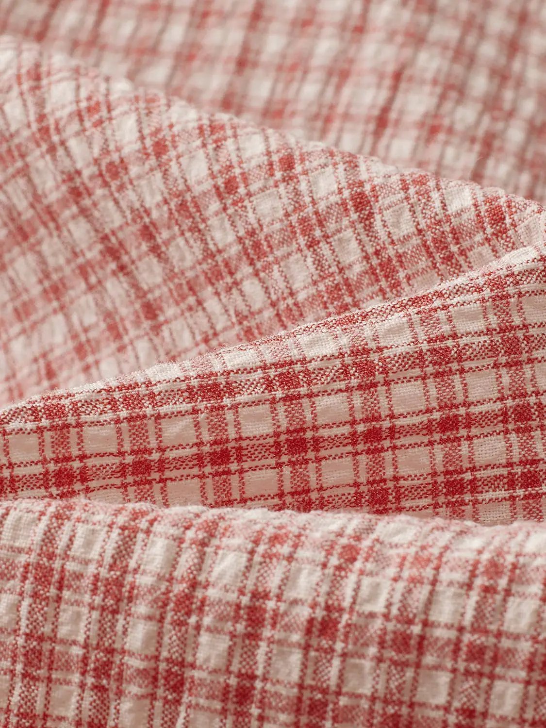 Drawstring Checked Shirt Collar Short Sleeve Shirt