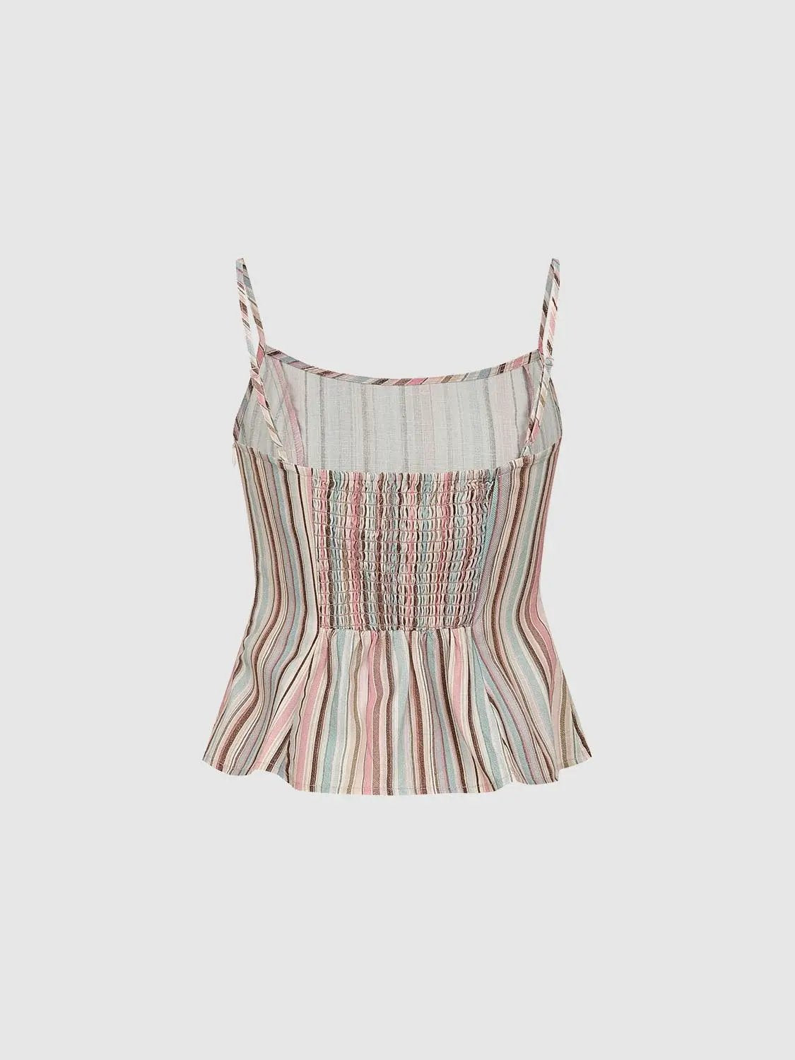 Multi Color Vertical Striped Fitted Sleeveless Cami Top