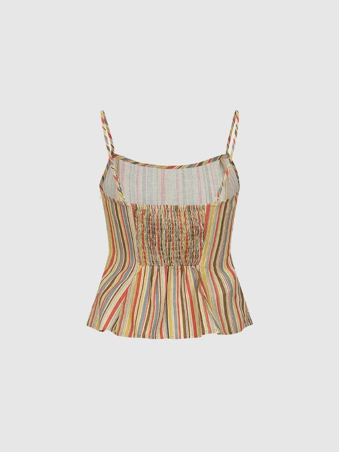 Multi Color Vertical Striped Fitted Sleeveless Cami Top