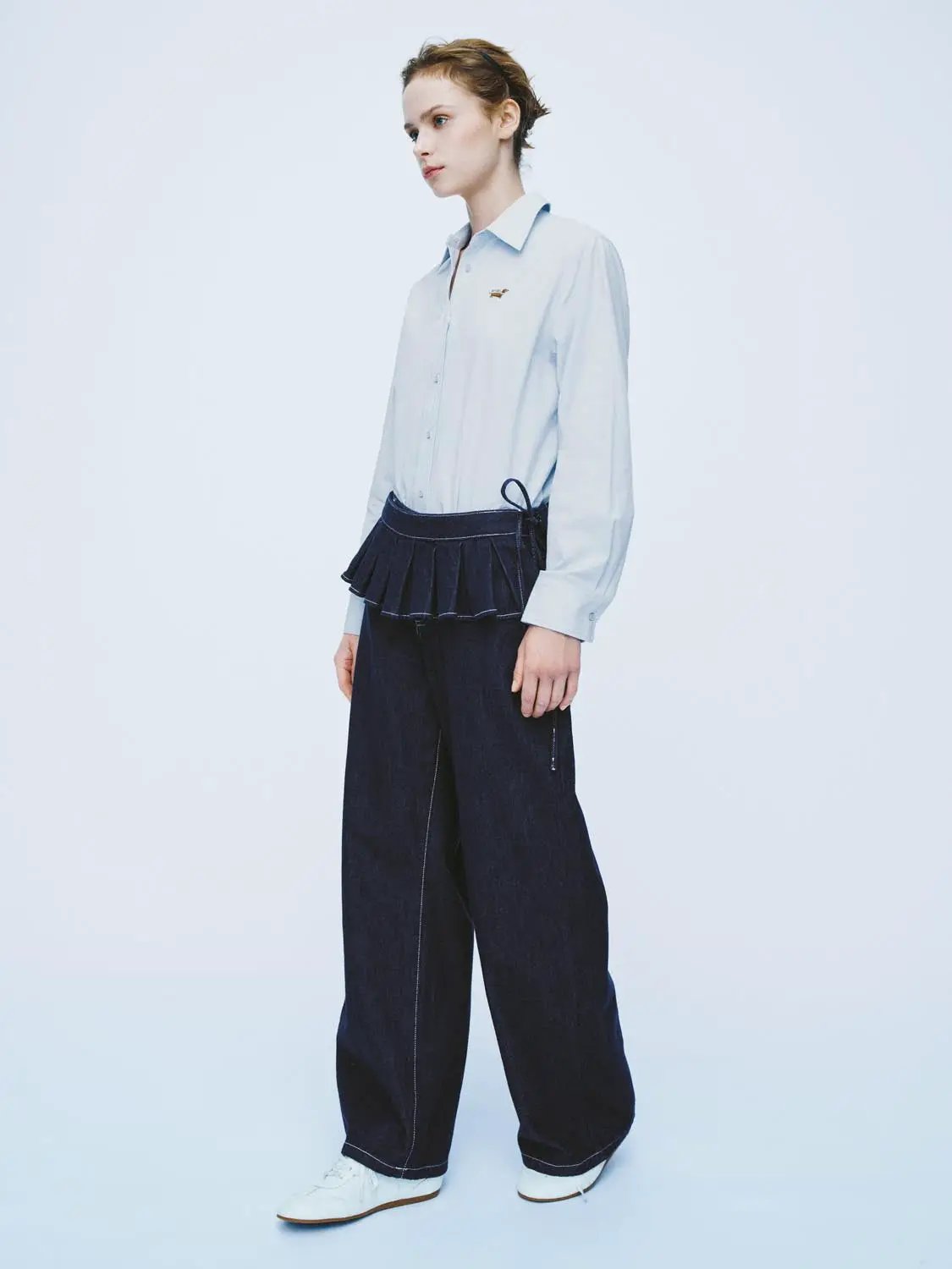 Embroidered Cotton Button Front Long Sleeve Shirt