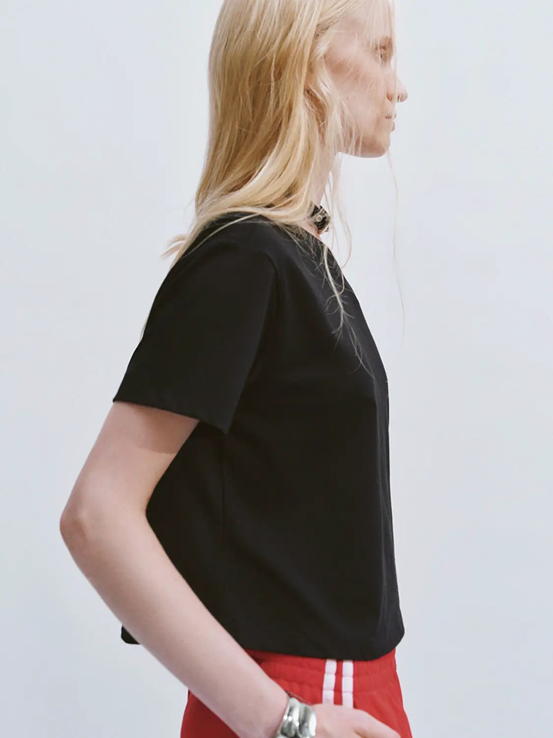 One-Shoulder Cropped Relaxed Silhouette Cotton T-Shirt