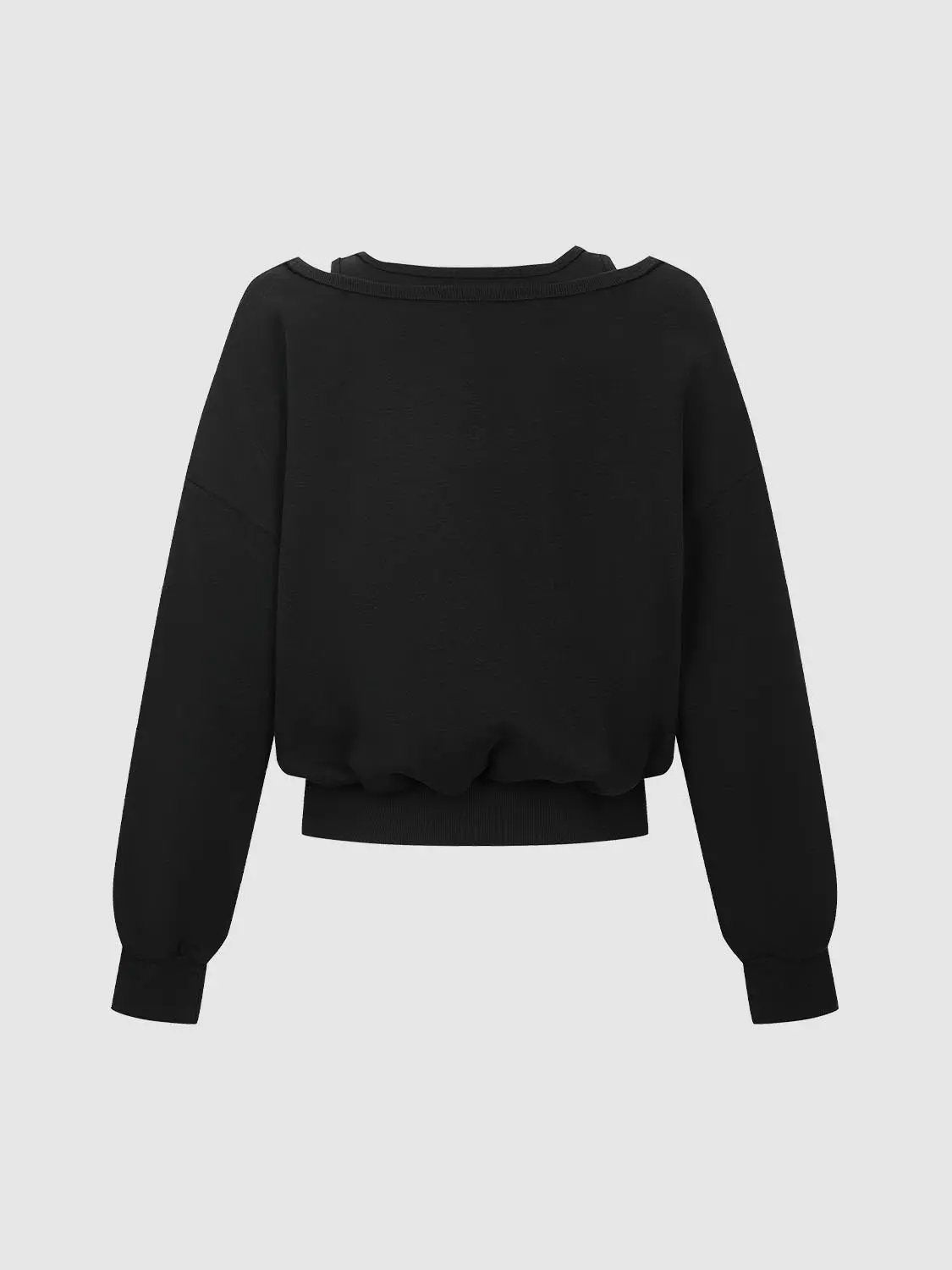 2-In-1 Off Shoulder Long Sleeve Ribbed Hem Sweatshirt