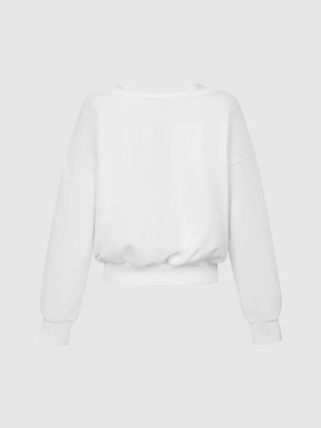 2-In-1 Off Shoulder Long Sleeve Ribbed Hem Sweatshirt