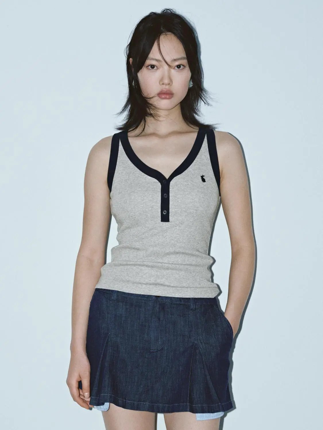 Contrast Trim Classic Stretch Cotton Tank Top