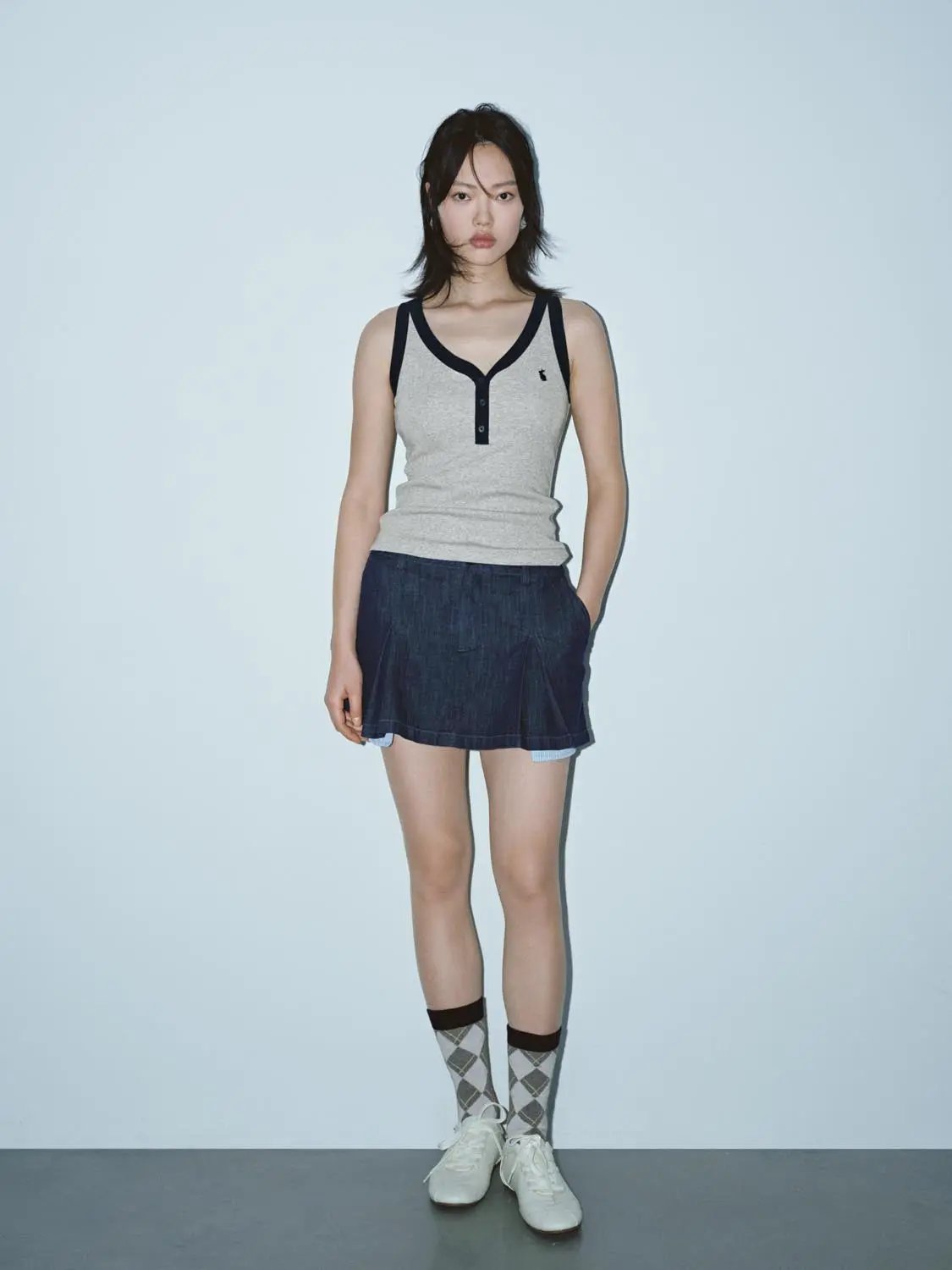 Contrast Trim Classic Stretch Cotton Tank Top