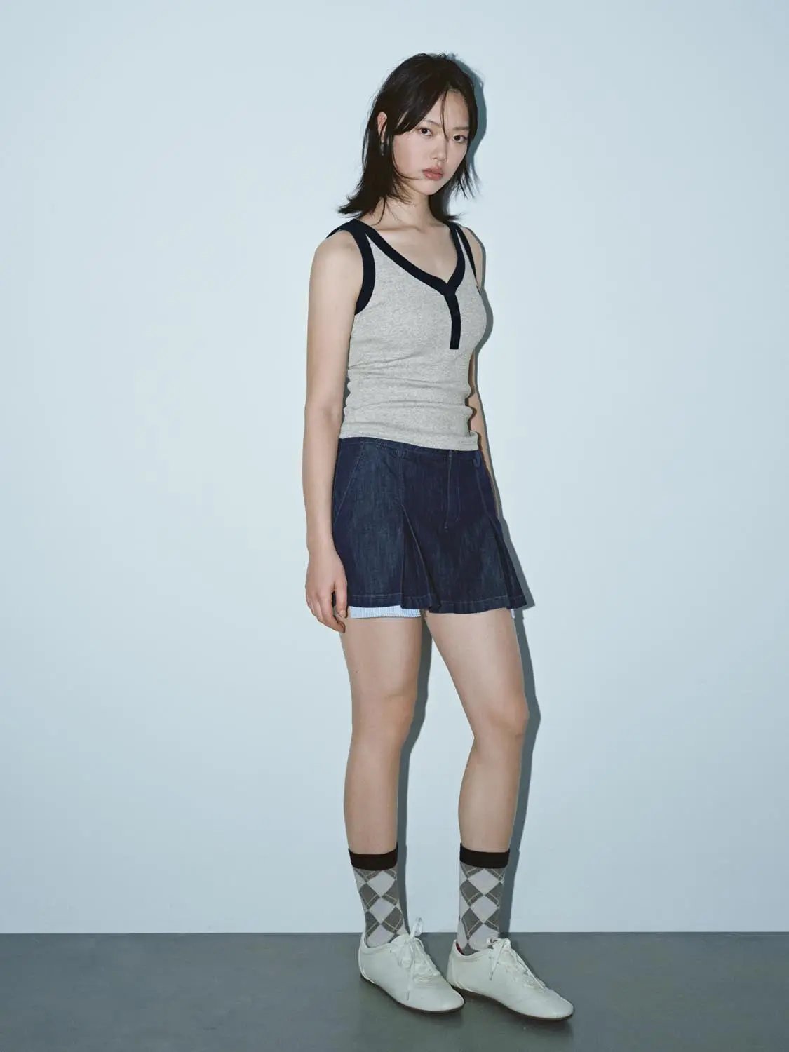 Contrast Trim Classic Stretch Cotton Tank Top
