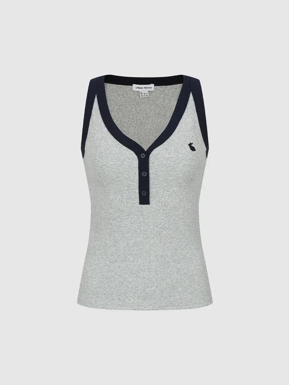 Contrast Trim Classic Stretch Cotton Tank Top