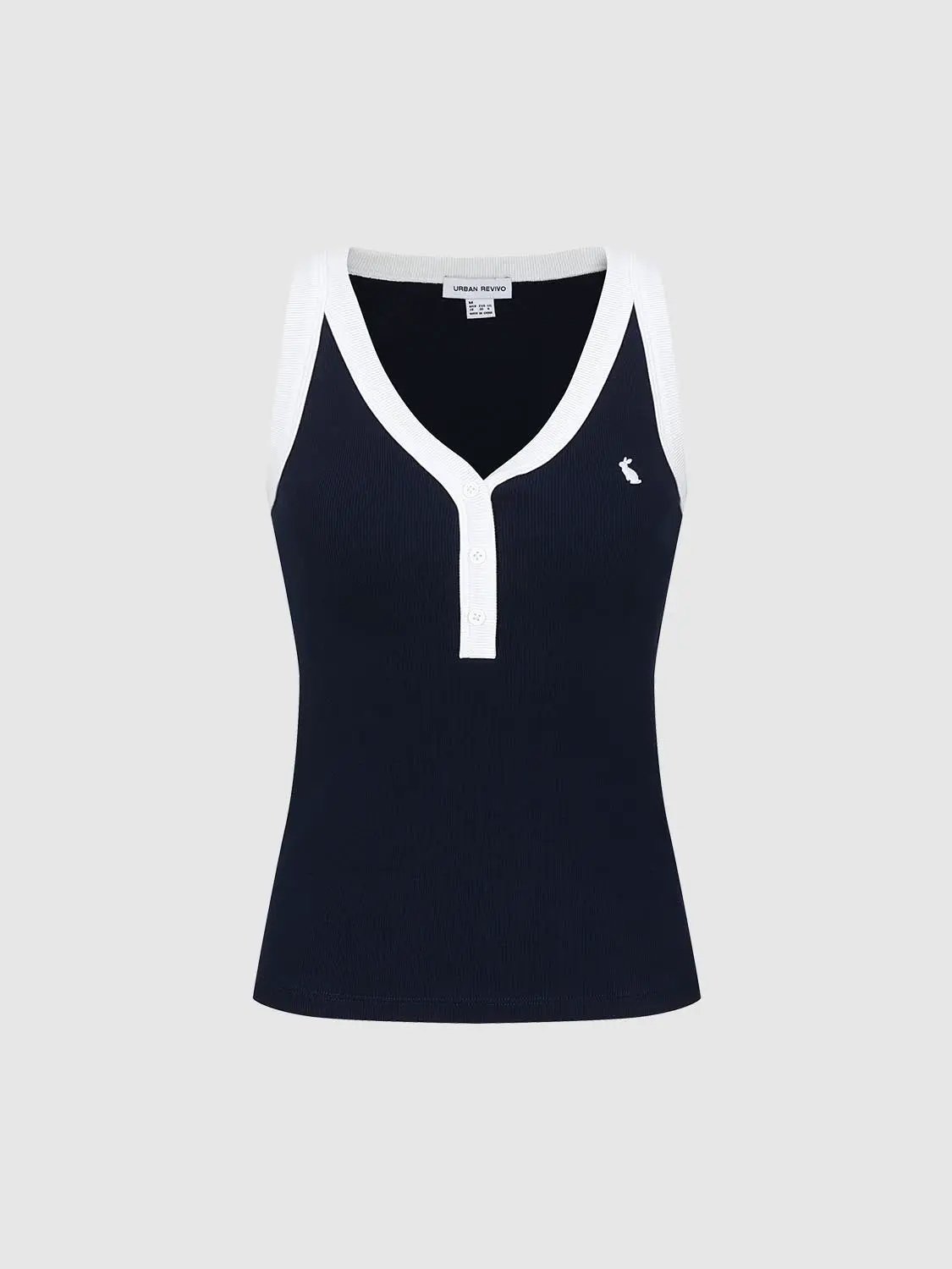 Contrast Trim Classic Stretch Cotton Tank Top