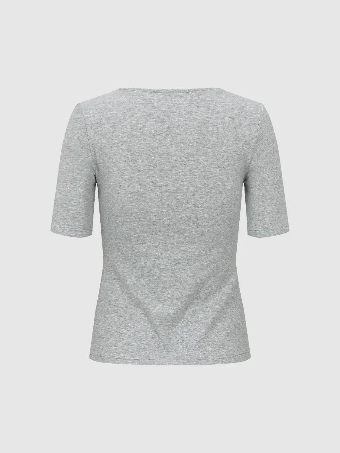 Soft Knit V-neck Wrap Front Cotton T-shirt