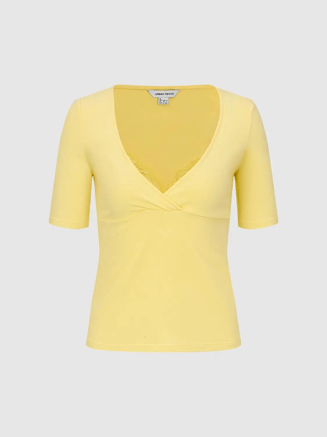 Soft Knit V-neck Wrap Front Cotton T-shirt