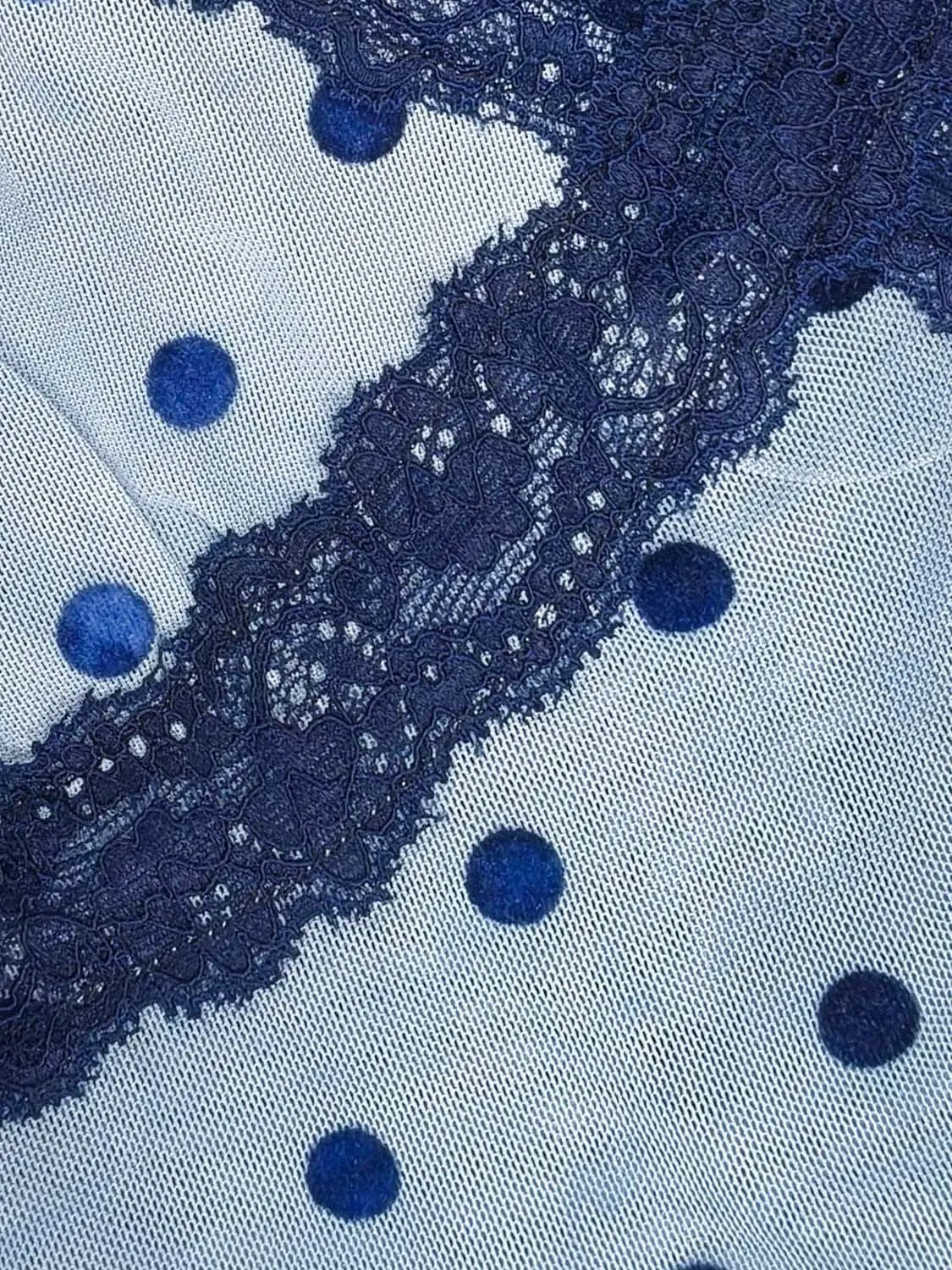 Lace Trim Polka Dot Light Blue Sleeveless Cami Top