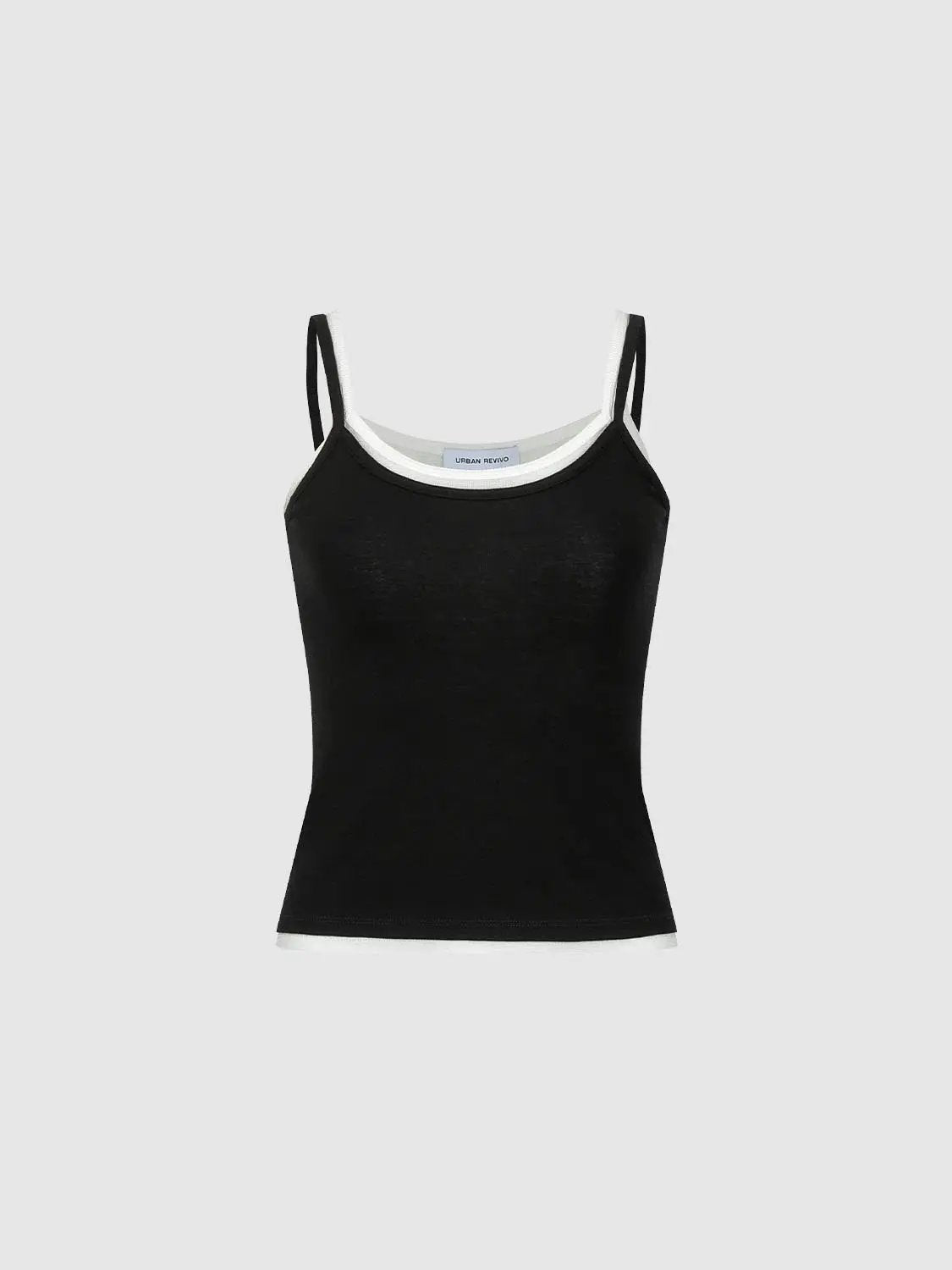Layered Contrast Trim Slim Fit Crop Camisole Tank Top
