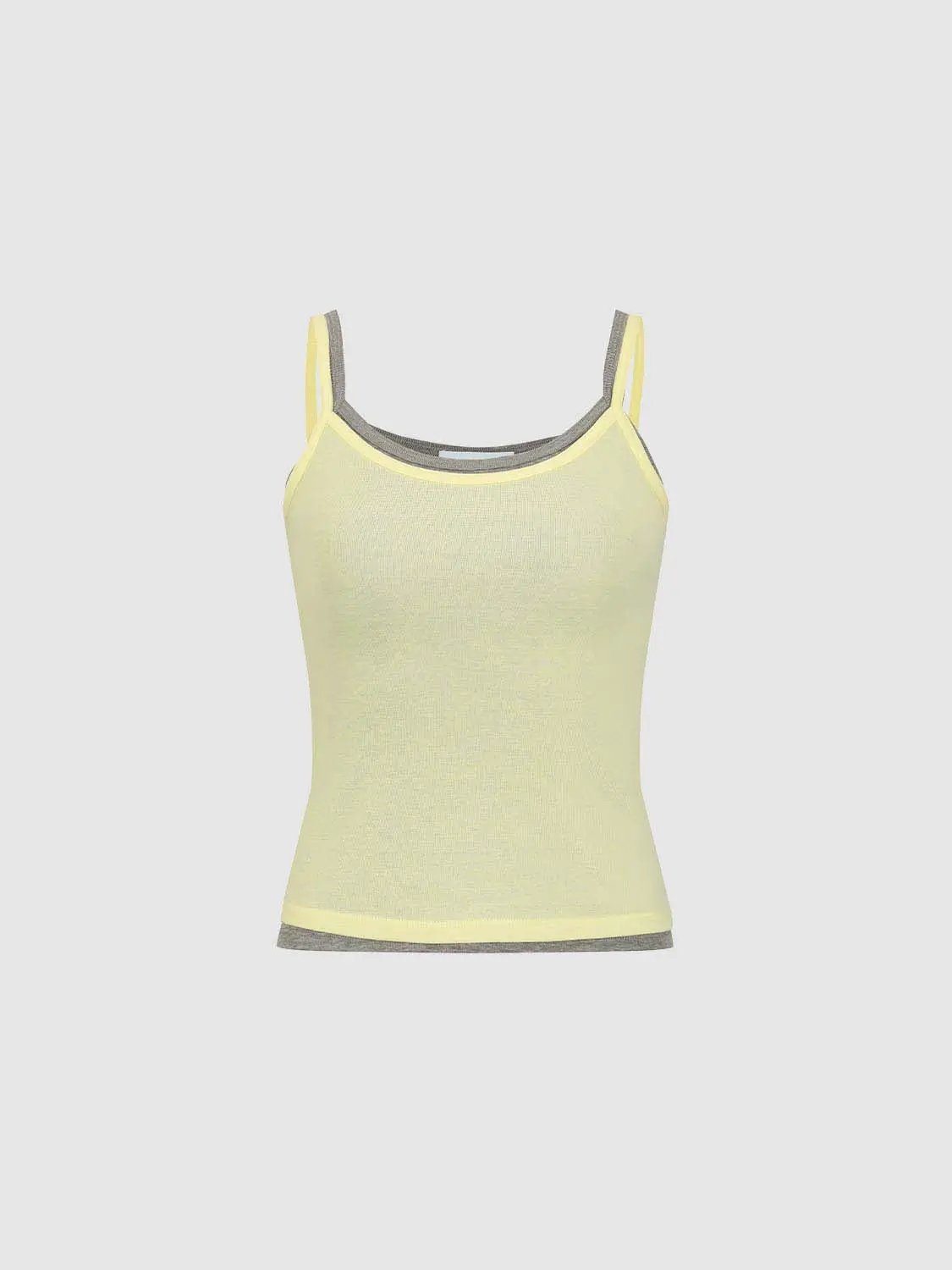 Layered Contrast Trim Slim Fit Crop Camisole Tank Top