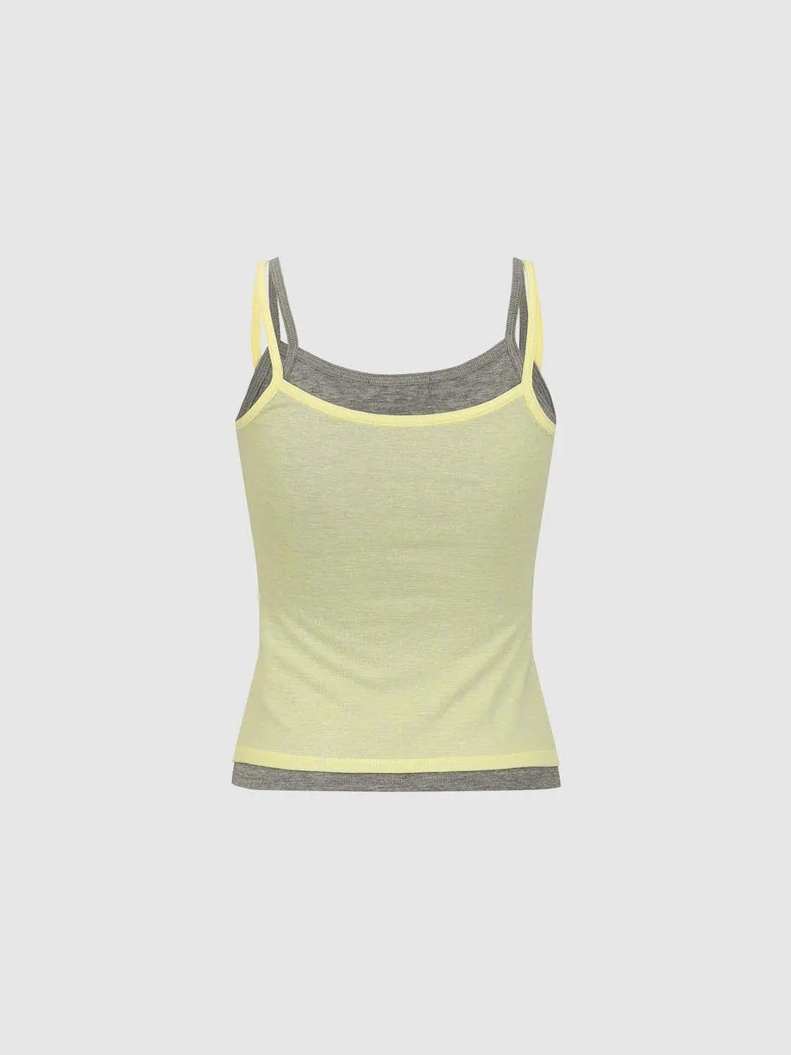 Layered Contrast Trim Slim Fit Crop Camisole Tank Top