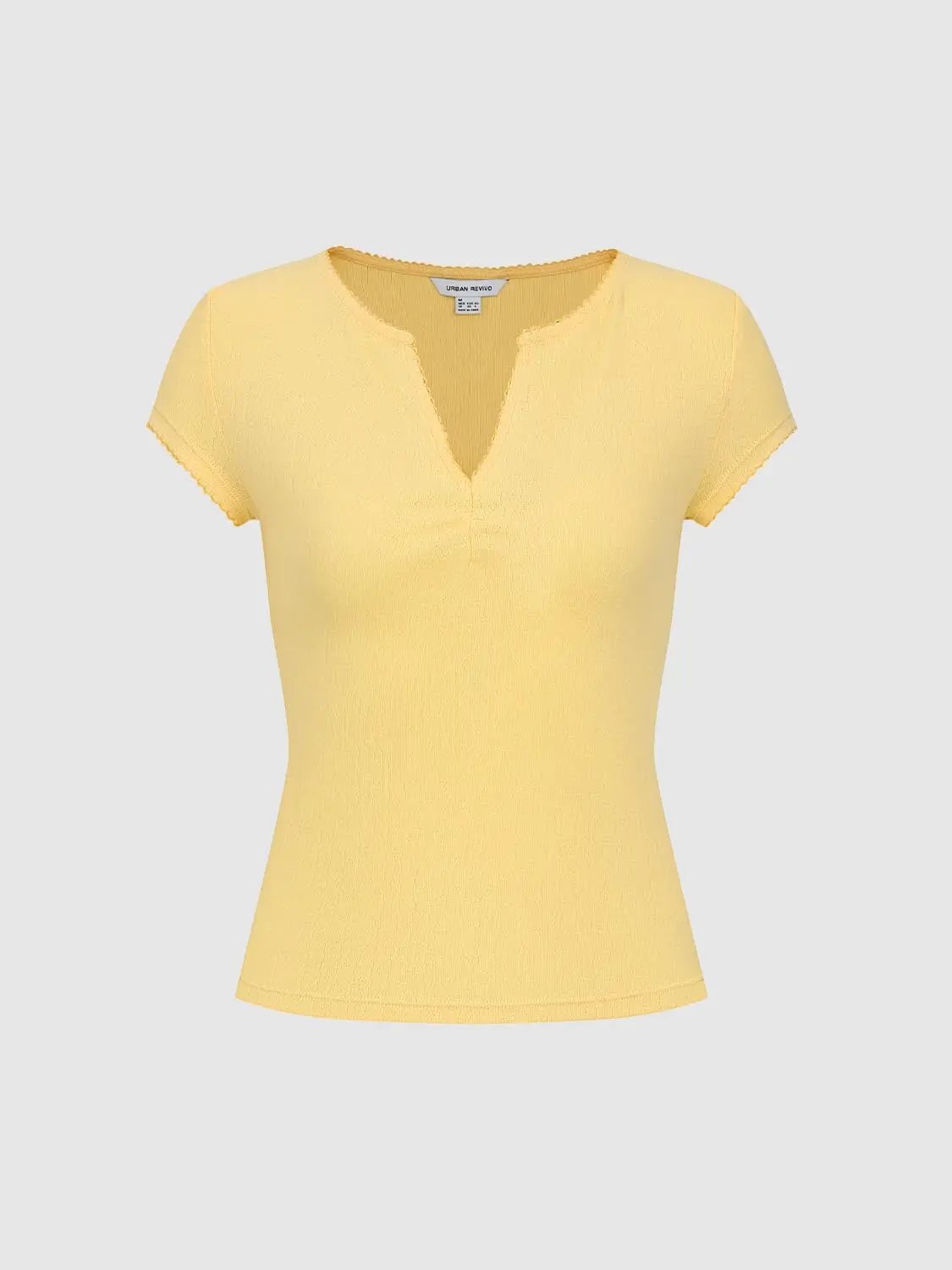 Ruched Front Knot V-neck Short Sleeve T-shirt